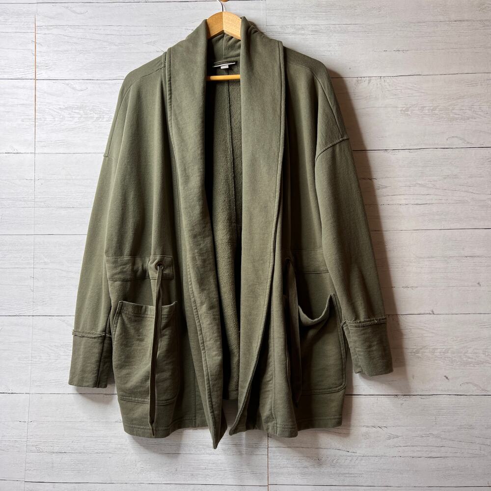 Knox Rose Jacket Womens Size XL Olive Green Drape Front Cotton Blend Pockets